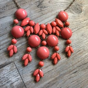 Coral Pink and Gold Statement Necklace